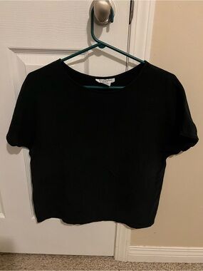 Vintage Ann Taylor 100% silk Black Short Sleeve Crewneck Top